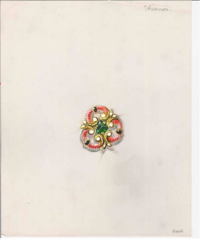 Lot de six dessins de joaillerie gouachés...