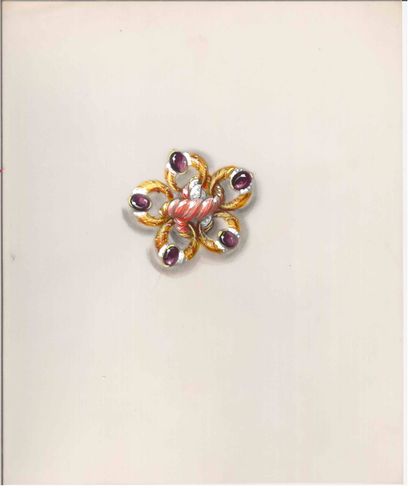Lot de cinq dessins de joaillerie gouachés...