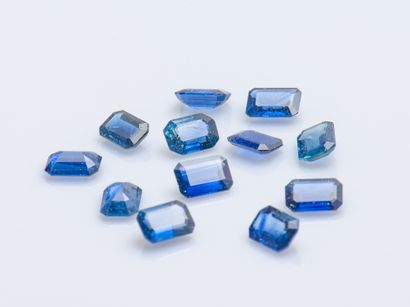Lot of 12 rectangular sapphires, approx....