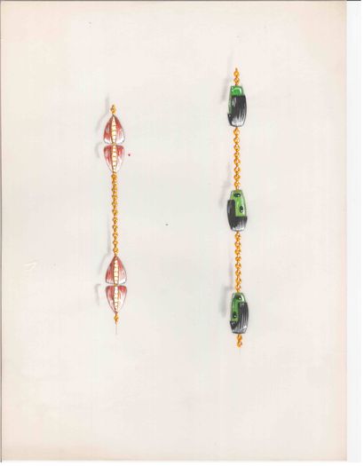 Lot de quatre dessins de joaillerie, gouaches...