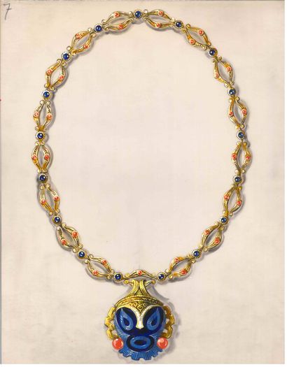 Lot de quatre dessins de joaillerie, gouaches...
