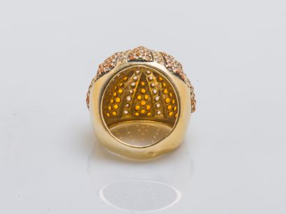 Bague boule en or jaune 18 carats (750 millièmes)...