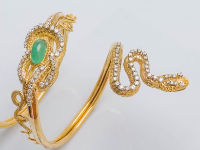 Bracelet serpent de bras en or jaune 18 carats...