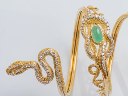 Bracelet serpent de bras en or jaune 18 carats...