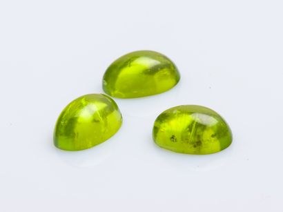 Lot of 3 cabochon peridots on paper, approx....