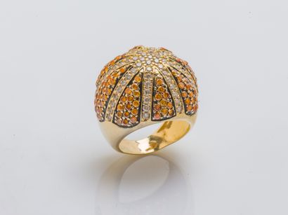 Bague boule en or jaune 18 carats (750 millièmes)...