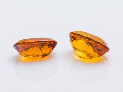 Lot de deux citrines sur papier ovale de...