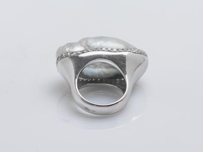 Bague en or gris 14 carats (585 millièmes)...