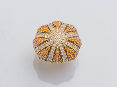Bague boule en or jaune 18 carats (750 millièmes)...