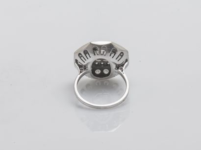 Bague en or gris 18 carats (750 millièmes)...