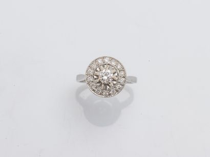 Bague en or gris 18 carats (750 millièmes)...