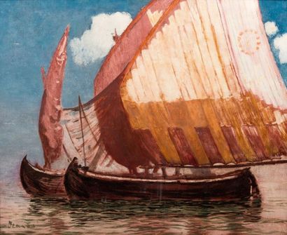 Sigismund JEANES (1862-1952)
Les voiles rouges...