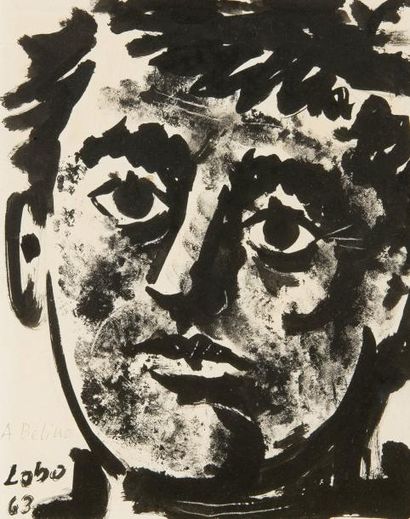 Baltasar LOBO (1910-1993)
Visage, 1963 Encre...