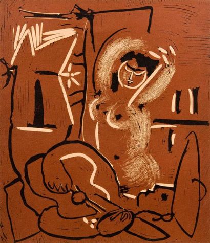 D'aprés Pablo Picasso (1881-1973)
Nu au canapé...