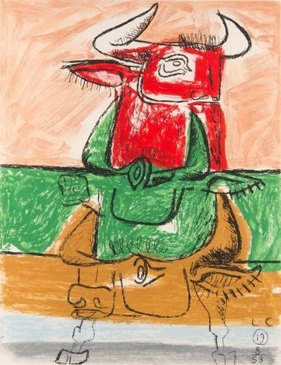 LE CORBUSIER (1887-1965)
Tois taureaux Eau...