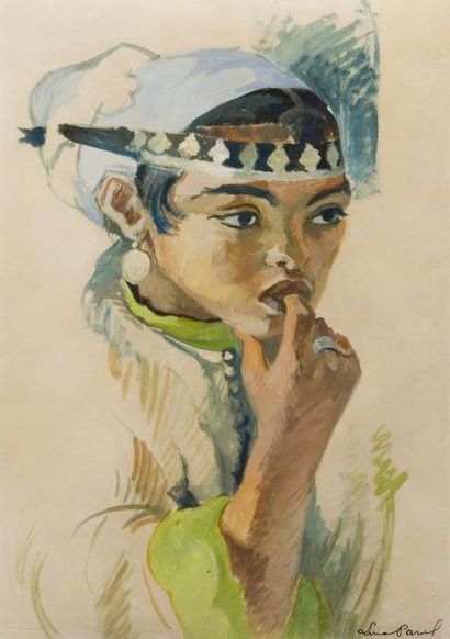 Lina PAVIL (XX)
Jeune oriental Gouache sur...