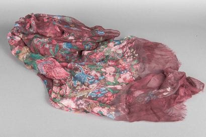 GUCCI 
Foulard en coton pourpre à décor de...