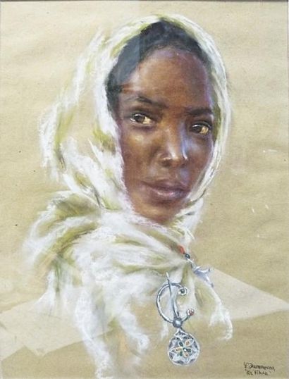 DAMMERON (?)
Femme au voile blanc Pastel....
