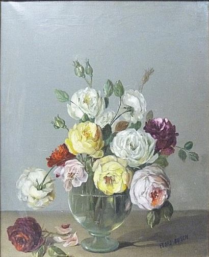 FLORO BUSCH (?)
Bouquet de fleurs. Huile...