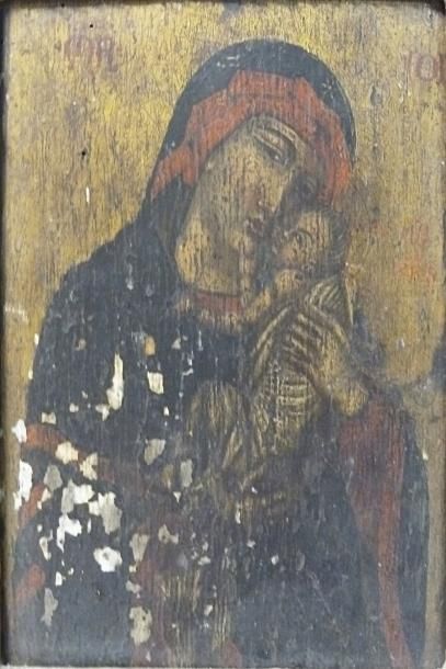ANONYME
Vierge à l'enfant. Huile sur bois...