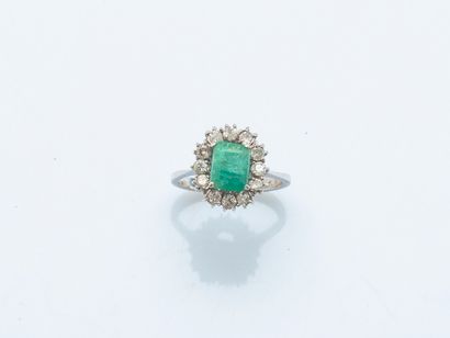 Bague fleur en or gris 9 carats (375 millièmes)...