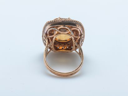 Importante bague de cocktail en or rose 14...