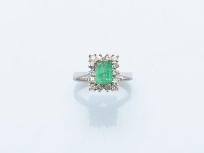 Bague en or gris 14 carats v sertie d'une...