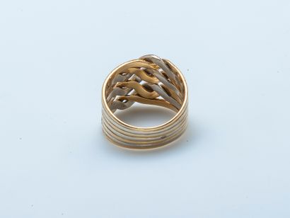 Bague bandeau en or jaune et en or gris 18...