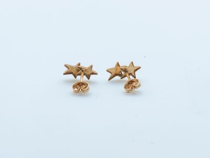 Paire de puces d'oreille en or jaune et en...