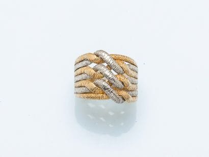 Bague bandeau en or jaune et en or gris 18...