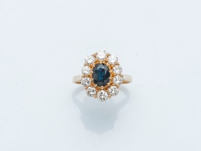 Bague fleur en or jaune 18 carats (750 millièmes)...