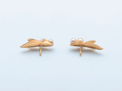 Paire de boutons d'oreilles feuille en or...