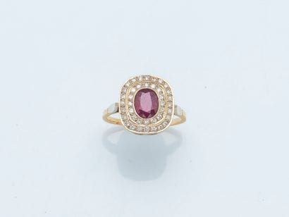 Bague en or jaune 18 carats (750 ‰) sertie...
