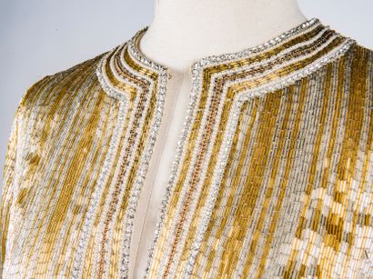 Straight silk jacket embroidered with pearls...