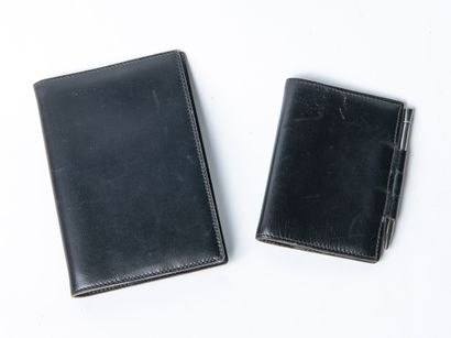 HERMÈS Paris
Set of two black leather box...