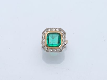 18K yellow gold (750 ‰) and platinum (950...
