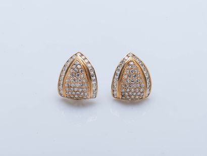 Pair of ear clips in 14K yellow gold (585...