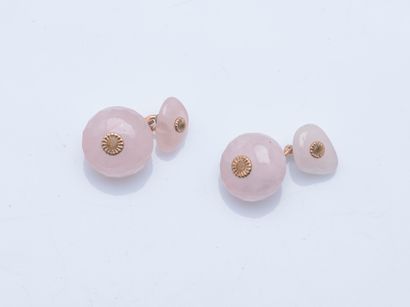 Pair of cufflinks adorned with faceted and...