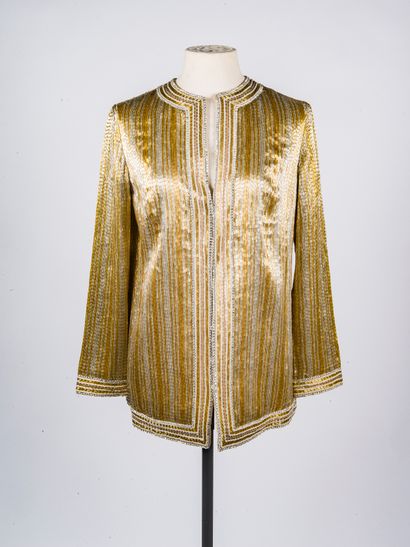 Straight silk jacket embroidered with pearls...