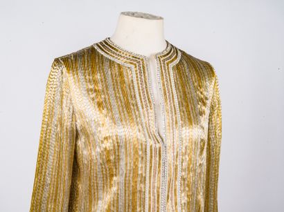 Straight silk jacket embroidered with pearls...