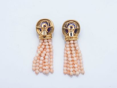 Pair of earrings in 18K yellow gold (750...
