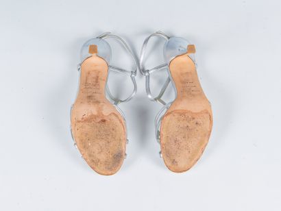 SERGIO ROSSI
Pair of silver-tone leather...