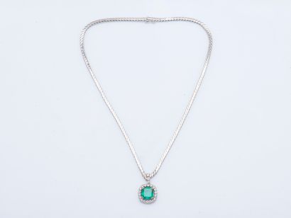 18K (750 ‰) white gold chain and pendant,...
