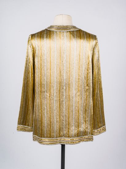 Straight silk jacket embroidered with pearls...