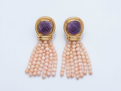 Pair of earrings in 18K yellow gold (750...