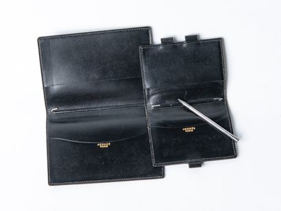 HERMÈS Paris
Set of two black leather box...