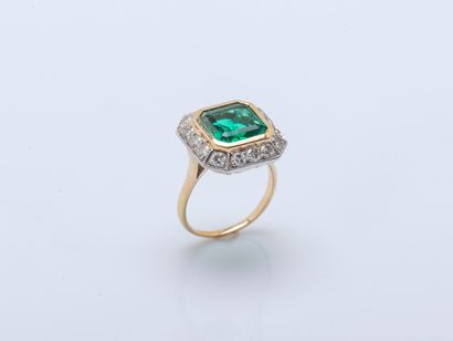18K yellow gold (750 ‰) and platinum (950...