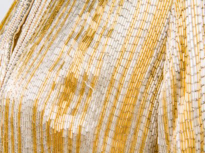 Straight silk jacket embroidered with pearls...