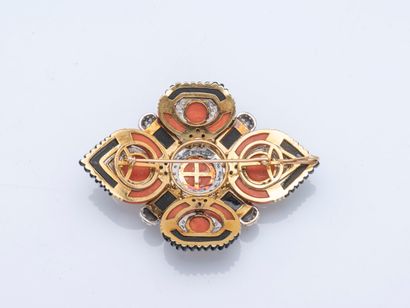Important 18K yellow gold (750 ‰) diamond-shaped...