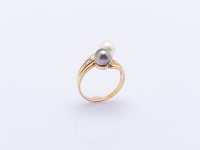 Bague Toi & Moi en or jaune 14 carats (585...